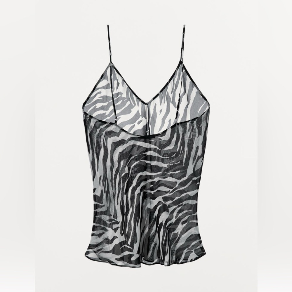Zara animal print semi sheer top Zebra print NWT - Picture 3 of 6